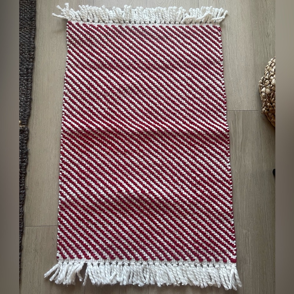 Threshold Rectangle Red Striped Rug - Picture 3 of 3